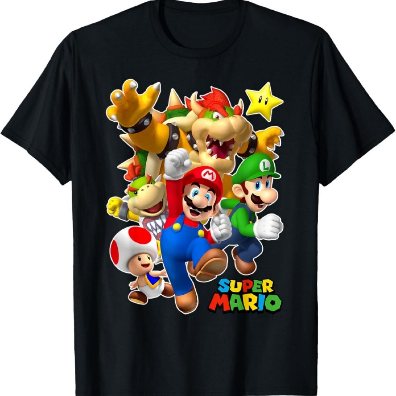 Super Mario Group Shot With Bowser 3D Poster T-Shirt XXXXXL разноцветный