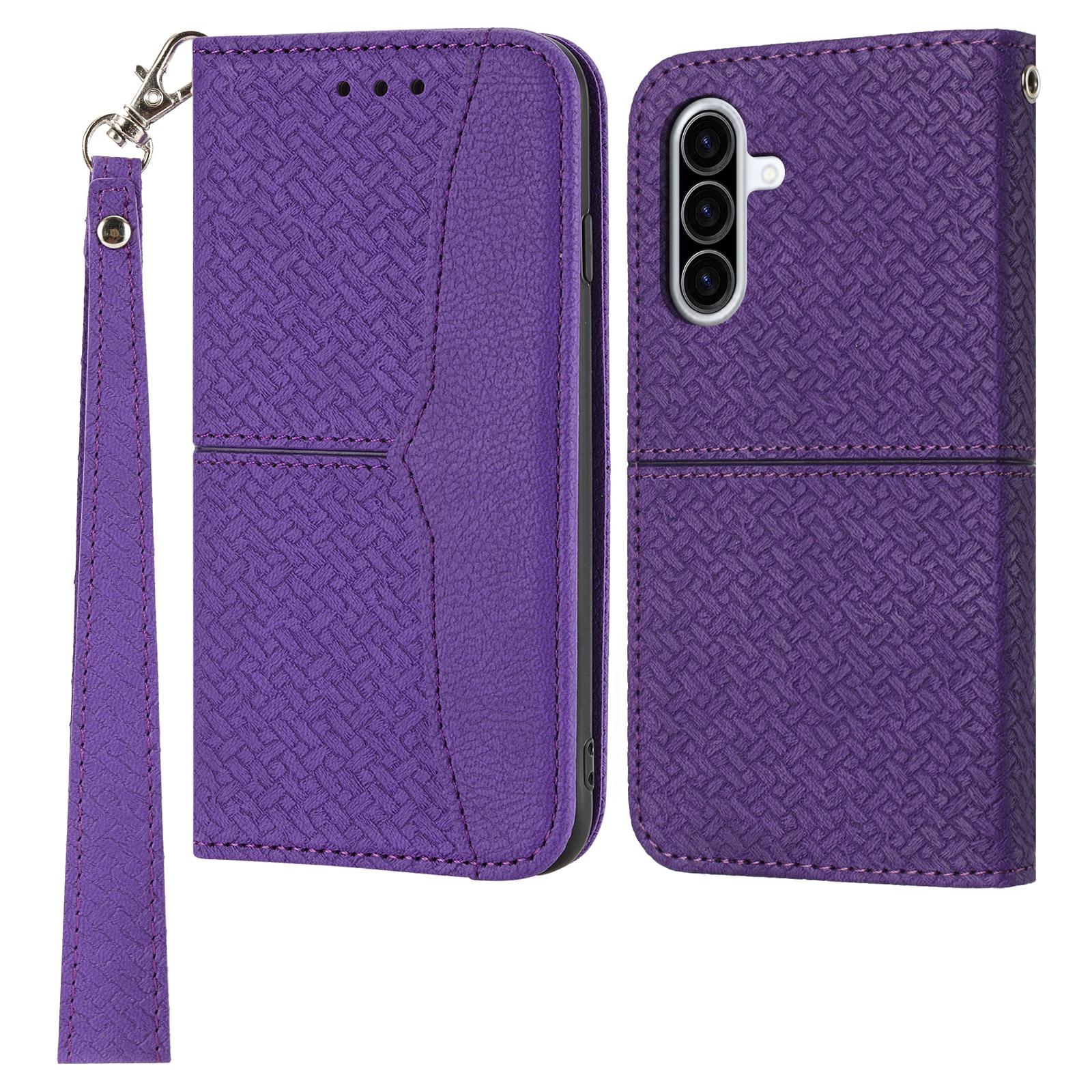

For Samsung Galaxy A36 5G Case Woven Texture PU Leather Wallet Phone Cover Purple