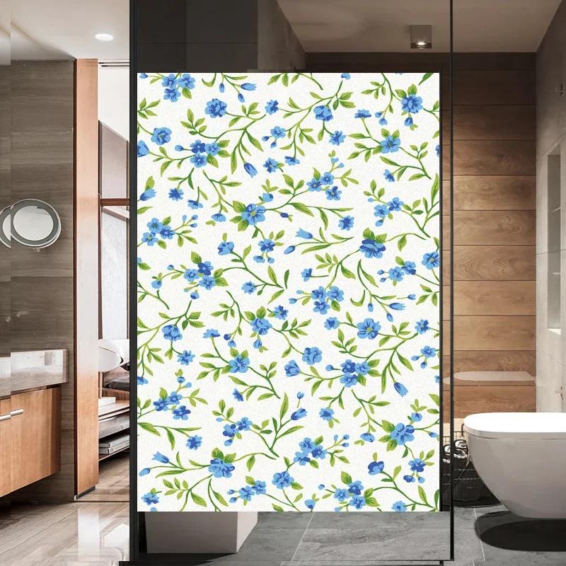 Flower Plants Window Film Privacy Static Clings Decorative Sun Blocking Non-Adhesive Anti-UV Glass Stickers for Home