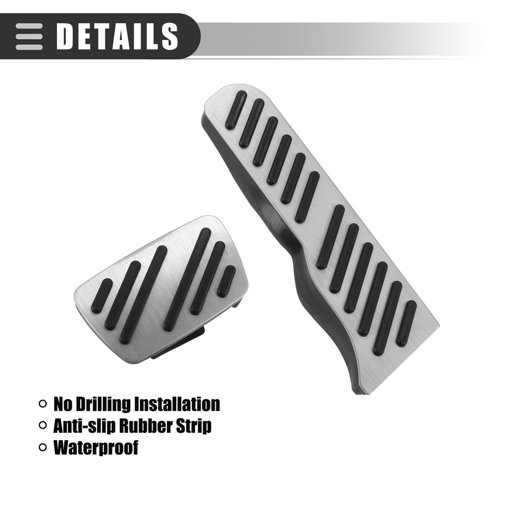 Motoforti Brake and Accelerator Pedal Covers for Chevy Camaro Black Silver 1 Set 2016-2023, Metal, Tone,