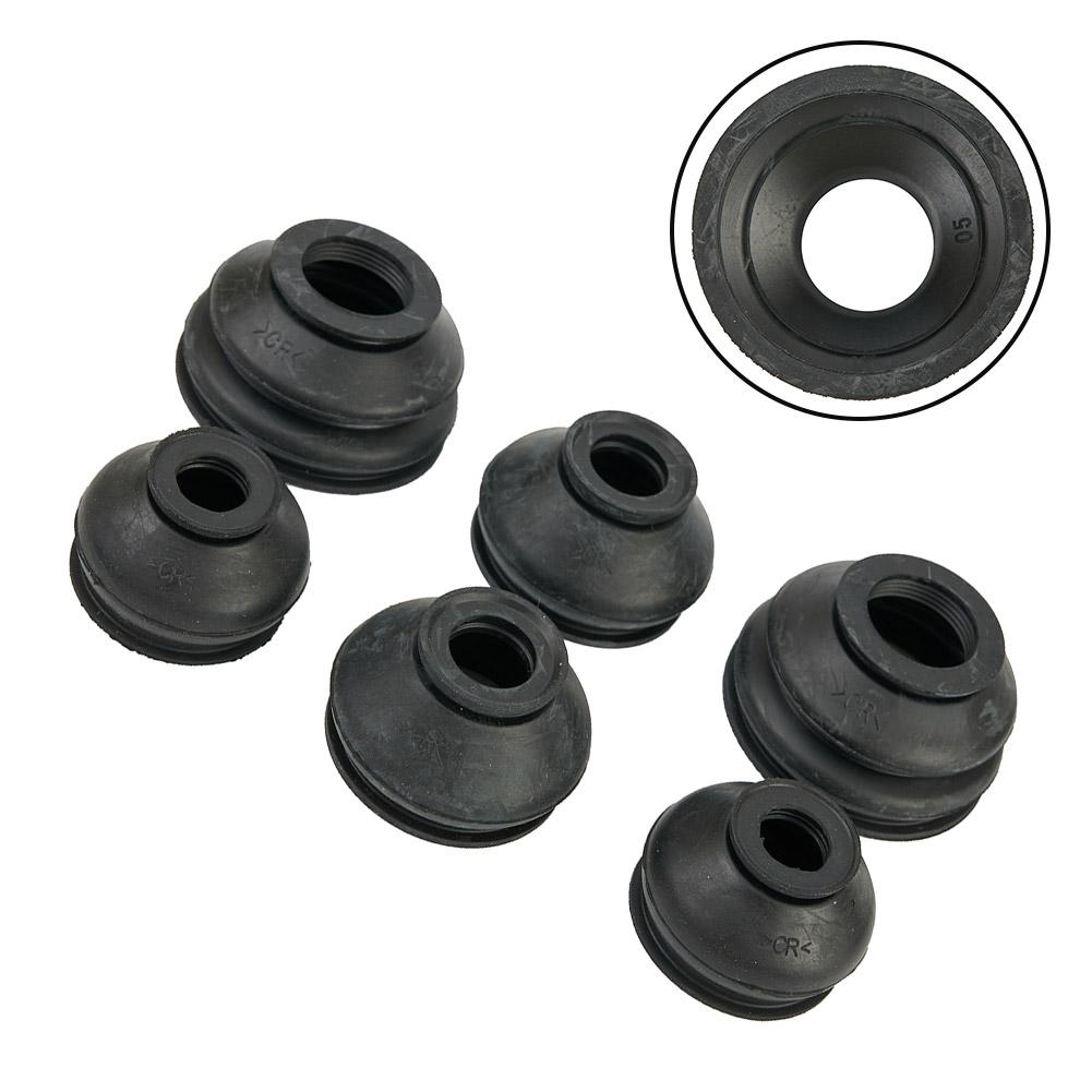6x Turn To Rod Ball Head Dust Protection Rubber Cover Dust Cover Boot Set Black Ball Joint Boot Car Accessories