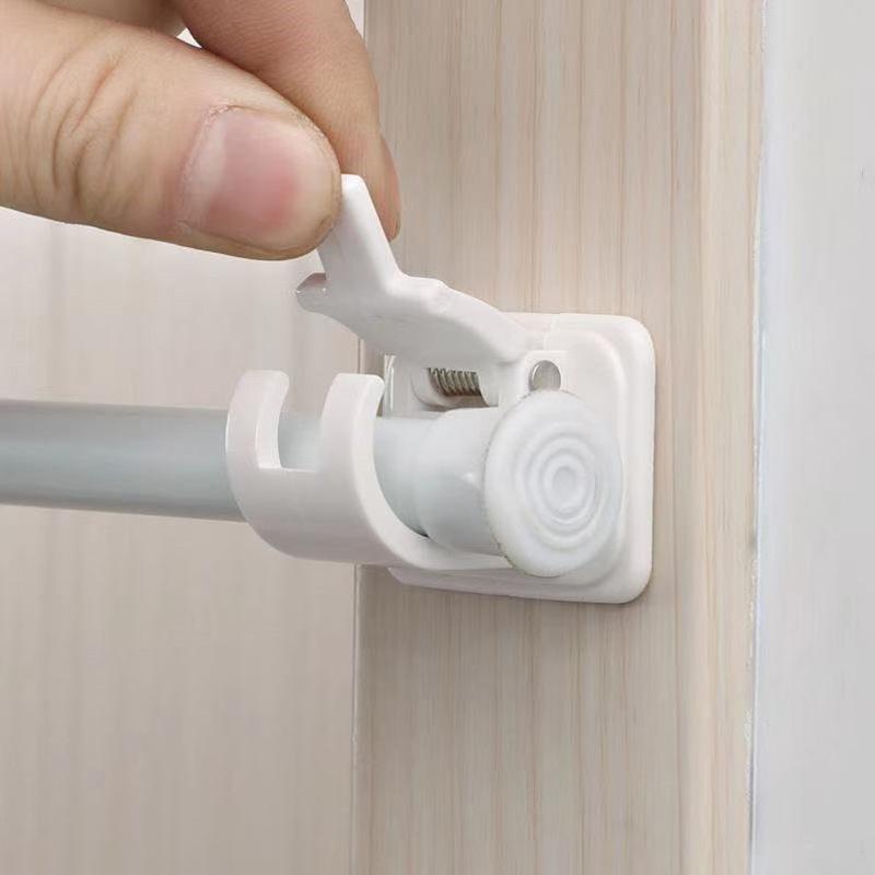 2 Stück nagelfrei verstellbare Vorhangstangenhalter Klemmhaken Stangenhalterung Halter selbstklebender Wandvorhang Fester Clip Hängeregalhaken
