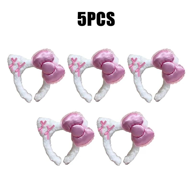 1-20Pcs Hair Band Cute Cat Ears Hair Band with Bow Hair Band for Girls Face Wash Make-up Headband Anti-slip Headband