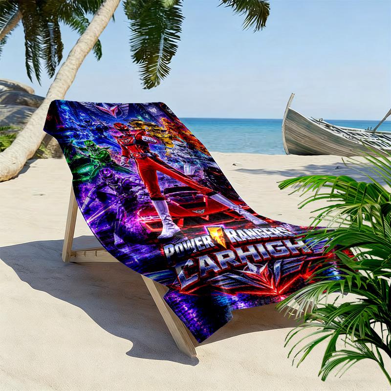 Power Rangers Print Beach Towel, Large Soft Quick Dry Towel for Beach Camping Swimming