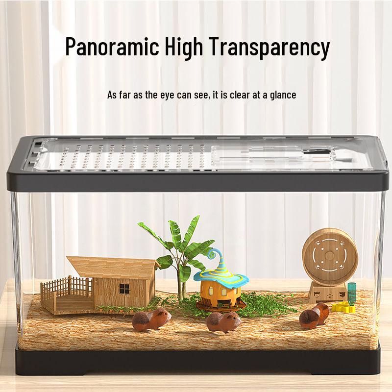 Luxury Acrylic Transparent Hamster Cage with Landscaping - Beginner Friendly, Spacious, for Golden Hamsters