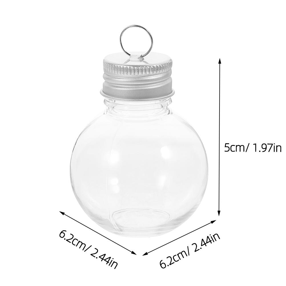 6Pcs Bulb Shaped Round Bottle Transparent Juice Bottles Bpa Free Portable Milk Containers Sealing Cold Drink Bottles Party Decor 6.2X6.2X5CM