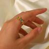 Natural Turquoise Stainless Steel Ring, Summer Bohemian Jewelry Open Finger Ring