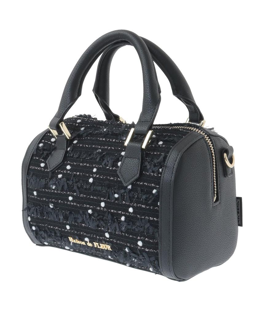 Maison de Fleur LINTON Tweed Mini Boston Ivory 2-Way Bag, Women's,