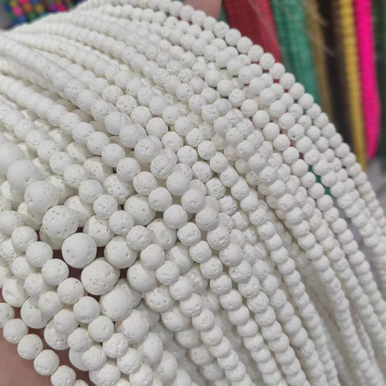 

White Volcanic Stone Beads: Round, Semi-Finished for DIY Jewelry - Bracelets & Necklaces 6mm (~63 beads)