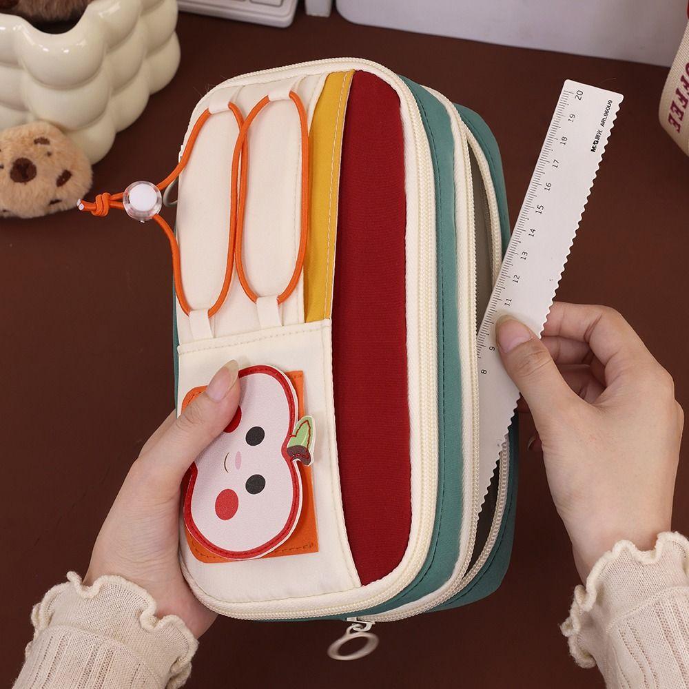 High Quality Black Cat Pen Bag Large Capacity Multilayer Stationery Bag Portable Pencil Case Back To School