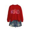 Womens Oversized Cotton Hoodie With Be Kind Cutout Letter Print Fall Winter Casual Sweatshirt
