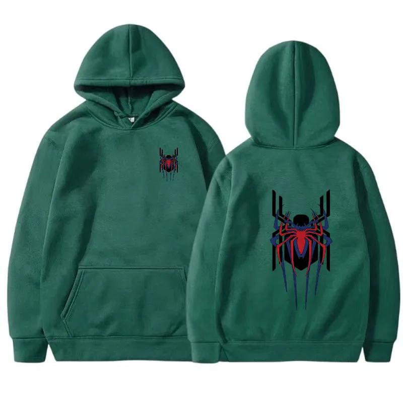 Autumn Winter Womens Hoodie Street Fashion Deep Red Spider Print Sportswear Casual Fun Loose Warm Hoodie Gift