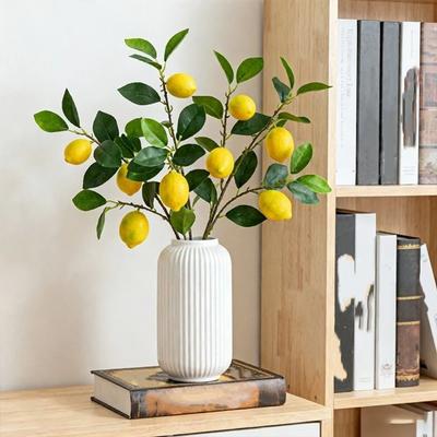Green Leaves Artificial Lemon Branch Lifelike Handmade Fake Fruit Props Plastic Fruit Flower Arrangement