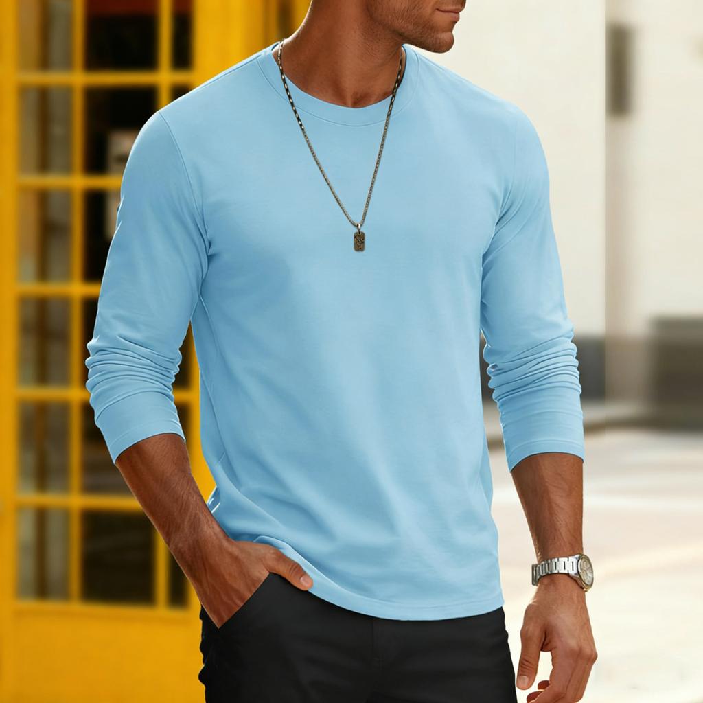 Men's Color Casual Long Sleeve Sleeve Top Casual Shirt Summer Shirt Blouse