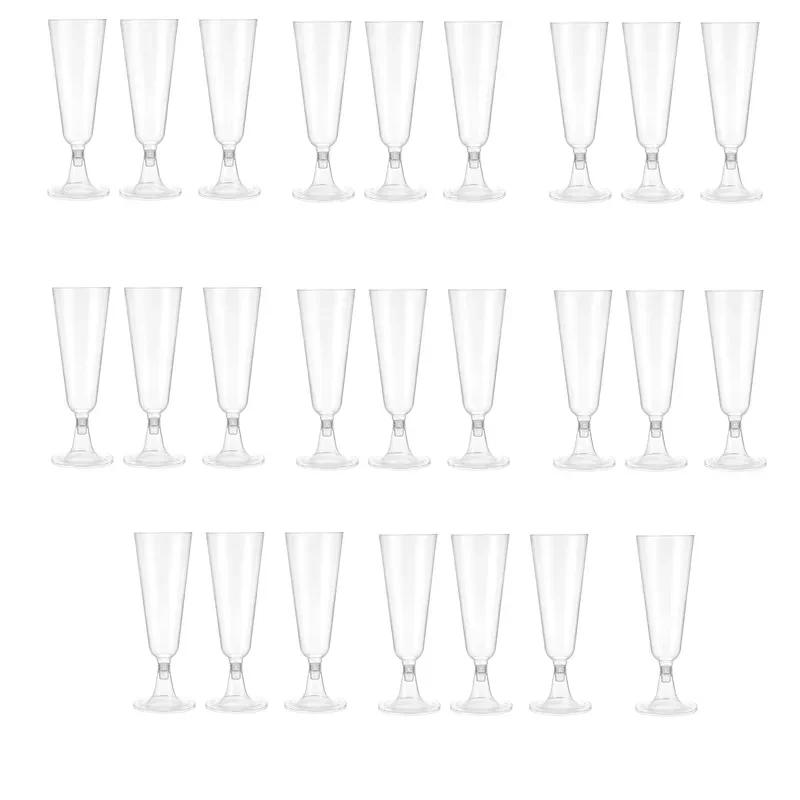 25Pcs Champagne Cups Disposable Plastic Goblet Clear Cocktail Cups Wine Cup Wedding Toasting Party Bar Home Drinkware Supplies