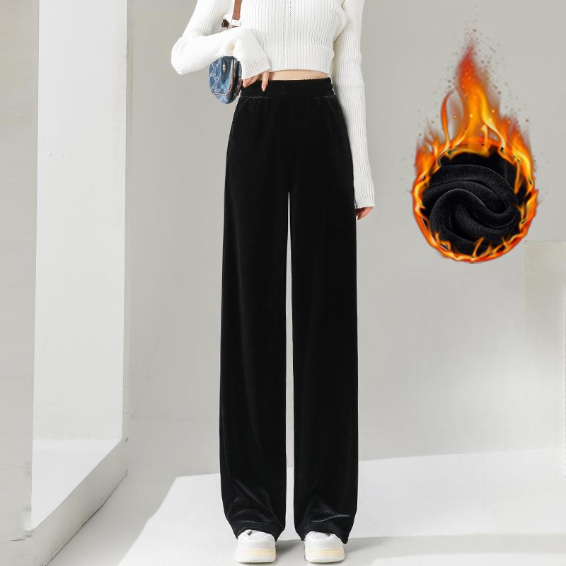 

Большие размеры, широкие брюки из золотистого бархата, женские осенне-зимние, с высокой талией, драпированные, свободные, повседневные, с подкладкой, из бархата 5XL чёрный