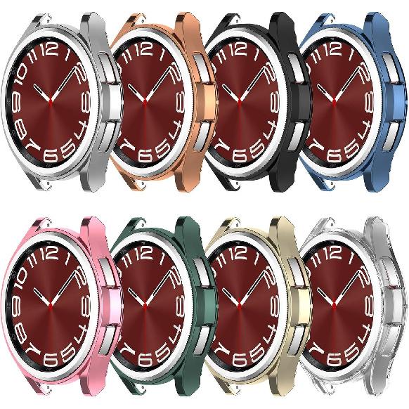 Compatible with Galaxy Watch 6 Classic 43MM 47MM Case Flexible TPU Protector Cover Shock-Proof Resistant Protective Shell Bumper for Samsung Galaxy