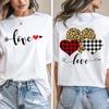 New Womens TShirts Clothing Valentine Leopard Love Heart Print Tees Breathable Tshirt Loose Top Harajuku Casual Short Sleeve