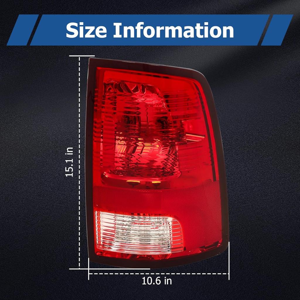 Tail Light Replacement for 2009-2018 Ram 1500 2500 3500, Passenger & Driver Side