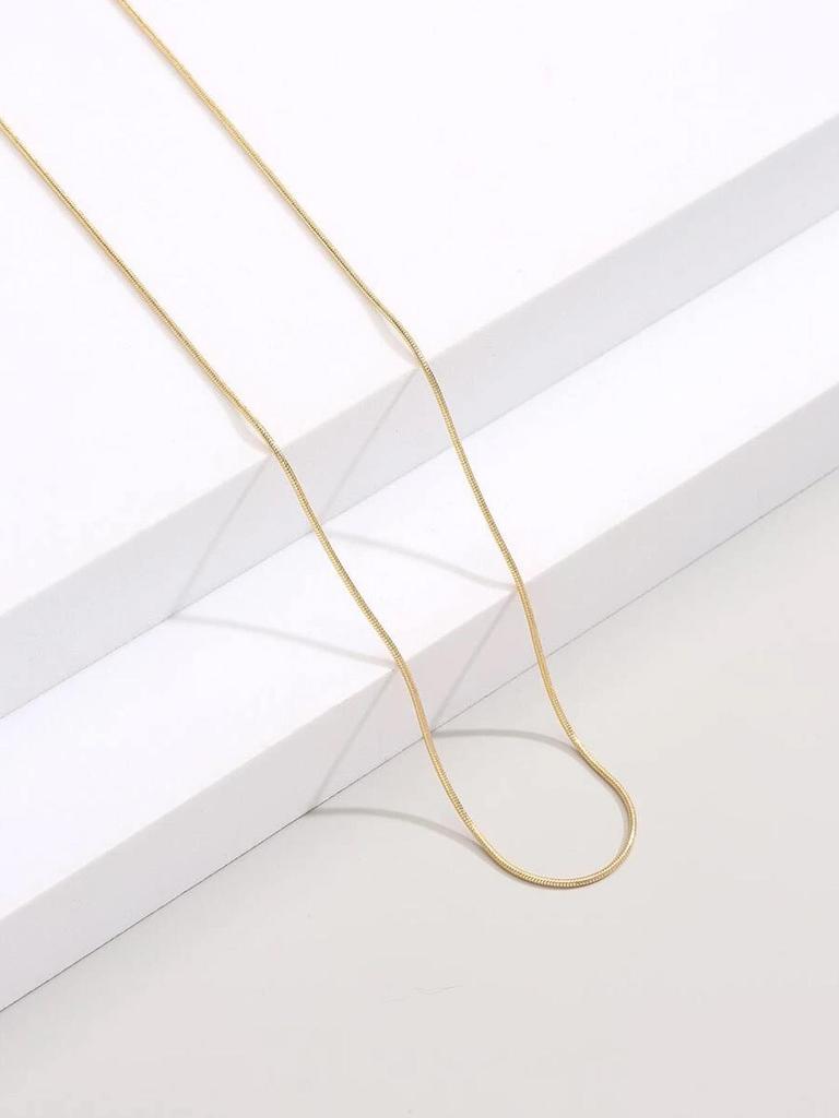 Semplice Collana Clavicola a Catena di Serpente in Oro 18k Europeo e Americano - Design Osso di Drago Placcato Sottovuoto