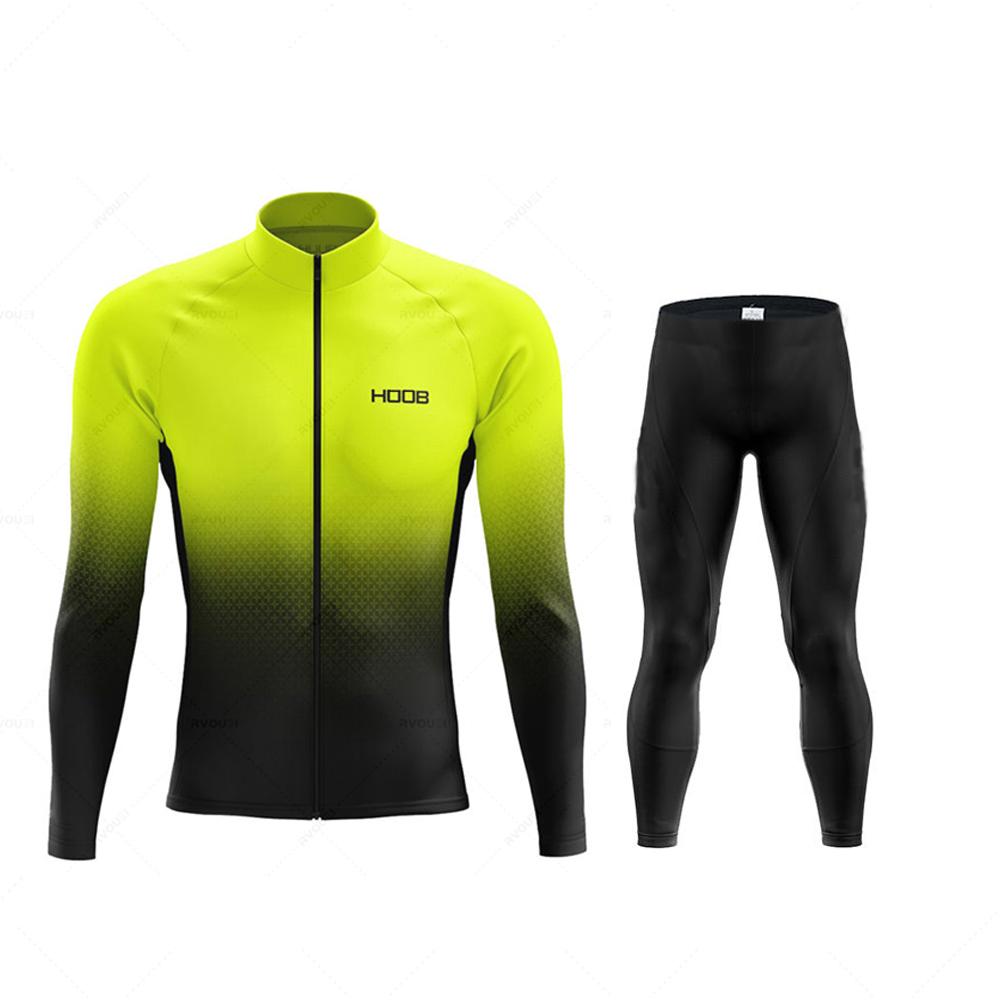 2026 Spring New Team Long Sleeve Cycling Jersey Set MTB Bike Clothing Uniform Men's Thermal Fleece Bicycle Maillot Ropa Ciclismo