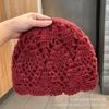 New handmade link flower decorative temperament simple knitted hat autumn and winter new face small literary wool hat