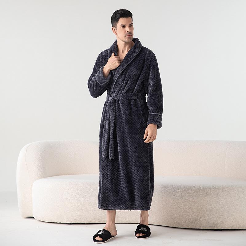 Autumn and Winter Bathrobe Padded and Thickened Couples Robe Lengthened Pajamas Women Bebe Velvet Comfortable Homewear