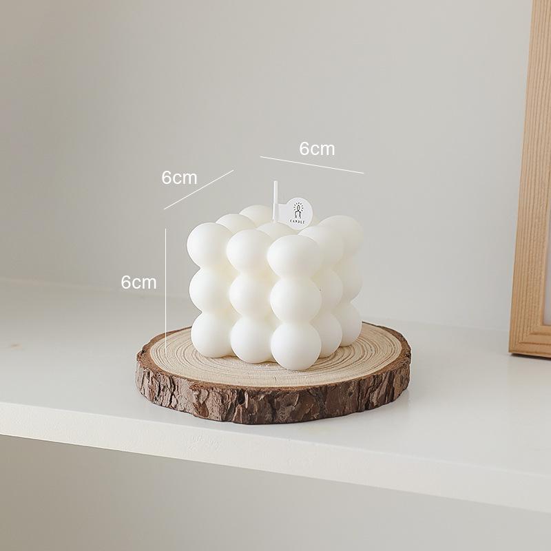 Rubik's Cube Aromatherapy Candle - Soy Wax White Geometric Ornament & Home Decor Candle