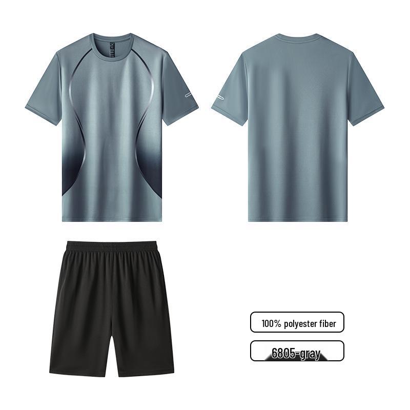 Men's Quick-Dry Short-Sleeve Sportswear Set for Summer Running and Fitness