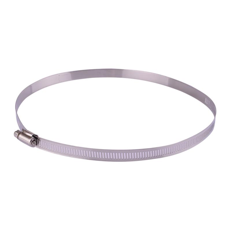 6pcs/set 8inch Adjustable Duct Hose Fixing Clamp Worm Gear Clip Stainless Steel Fit For 194-220mm Car Pipes Silver