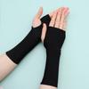 1Pair Sunscreen Protection Fingerless Long Gloves Women Arm Cool Summer Solid Mittens Half Finger Sleeves