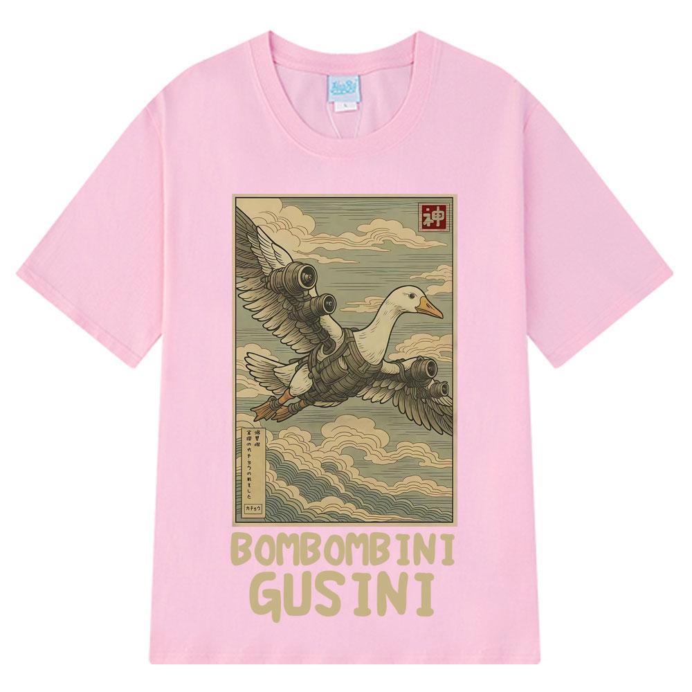 Bombombini Gusini Brainrot T-Shirt Funny Ukiyo-E Japanese Art Italian Brainrot Meme T Shirt Cotton Unisex Harajuku T-Shirts Tops