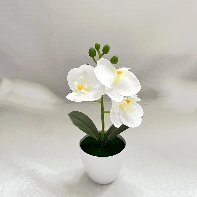 

Artificial Phalaenopsis Bonsai Simulation Plants Pot Plants for Garden Table Home Bedroom Decoration Outdoor Fake Plant Ornament білий