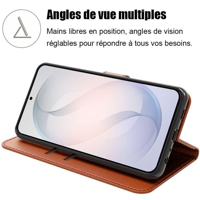 Coque Rabat - BOOLING - pour Samsung Galaxy S26 - Antichoc Anti-Rayures Effet Cuir Marron