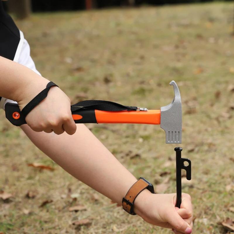 Portable Carbon Steel Camping Tent Hammer Tent Peg Stake Puller Mallet Extrator Remover Awning Canopy Multifunction Tool