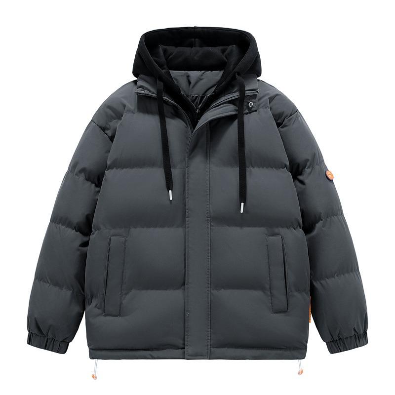 Cotton-padded Winter Cotton-padded Men's Thickened Fake Two-piece Coat Female Couple's Hooded Bread Suit Color