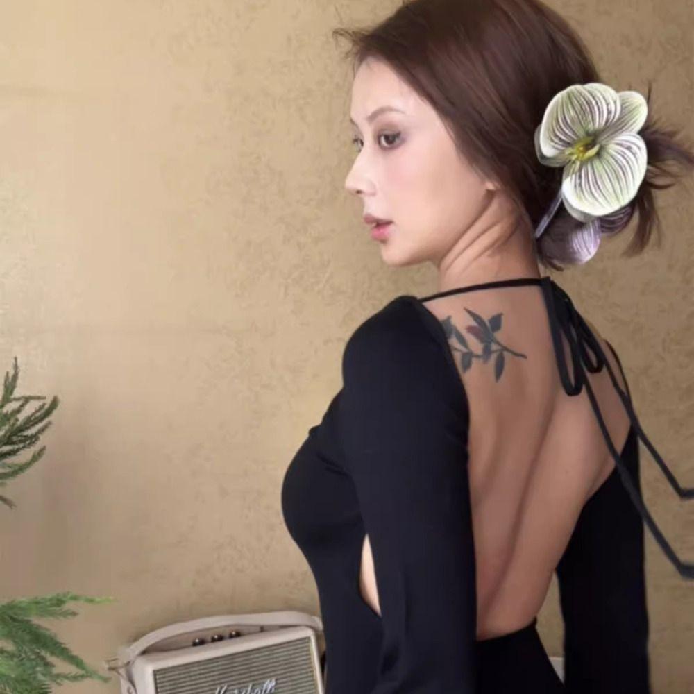 Butterfly Orchid Flower Hair Claw Bohemia Barrettes Large Shark Clip Cute Orchid Hair Clip  Beach