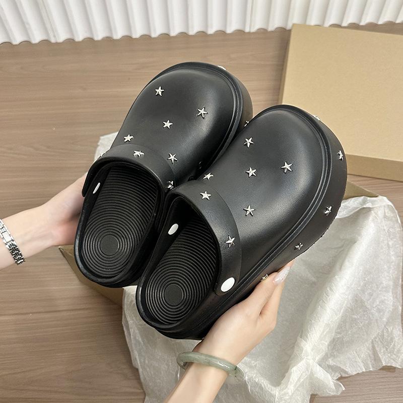New thick-soled bag head cool slippers for women to wear summer fashion eva heightening hole shoes