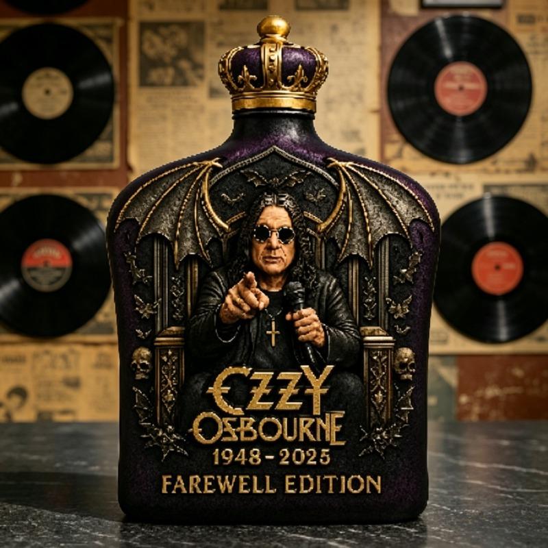 Ozzy Osbourne 1948-2025 Afscheidseditie Kroon Whiskey Herdenkingsfles, Ozzy Osbourne Afscheidscollectie Fles