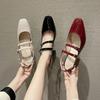 Fashion Mary Jane Shoes Women's 2025 Summer New Square Head Shallow Mouth Thick Heel Non-slip Fashion All-match Retro High-heeled Shoes