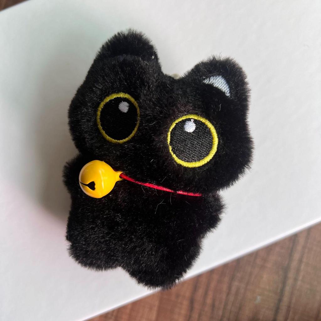Cartoon Black Cat Plush Toy & Squeaky Bag Charm - Cute Kitten Ornament Gift