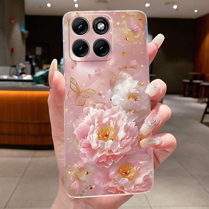 Etui Na Motorola Edge 70 Fusion Przezroczyste Luksusowe Modne Motyl Kwiaty Miękki TPU Silikonowy Pokrowiec Na Telefon dla Edge70 Fusion Zderzak