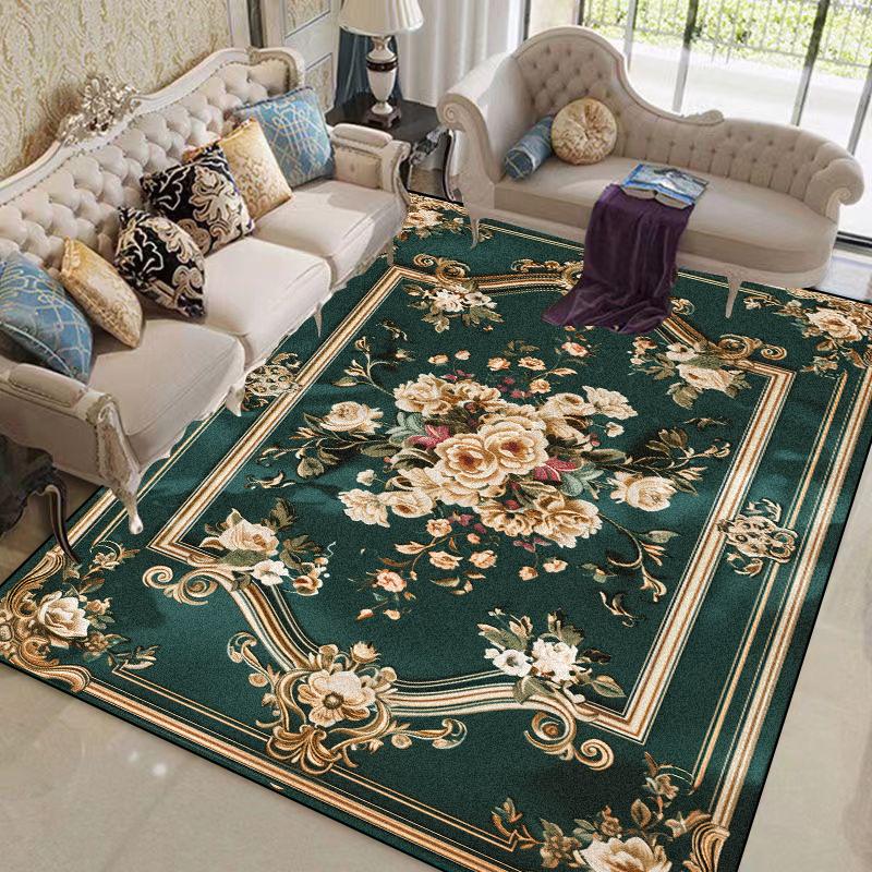 European Flower Carpets for Living Room Plant Pattern Decoration Carpet Home Sofa Area Foot Mat Bedroom Non-slip Soft Large Rugs
