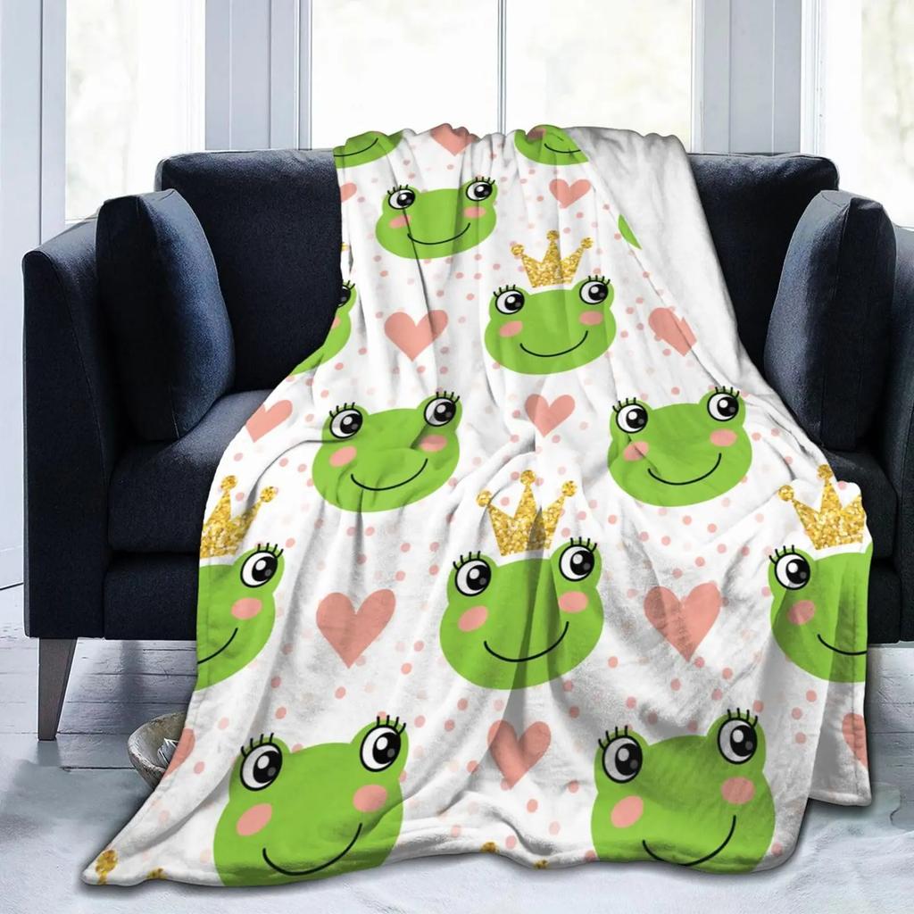 Frog Flannel Blanket Soft and Cozy Throw Blanket for Kids and Adults Cartoon Frogs Sofa Bed Blankets Frog Gifts for Frog Lovers