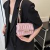 2025 Spring New Fashion Small Square Bag Simple Messenger Bag Foreign Style Solid Color Chain Shoulder Bag Trendy Messenger Bag