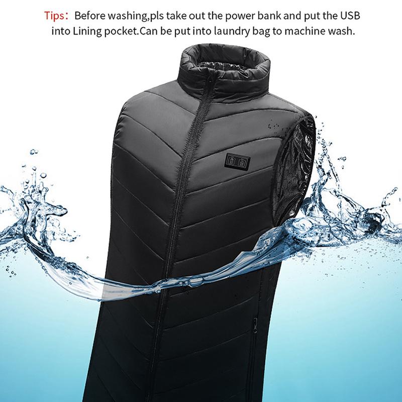 15 Beheizte Weste, warm, für den Winter, warm, elektrisch, USB-Jacke, für Herren und Damen, Heizmantel, thermisch