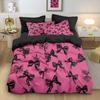 Black Pink Bows Bedding Set 3D Printed Soft Duvet Cover for Bedroom Dormitory Decor, 1 Duvet Cover and 2pillowcase with Zipper