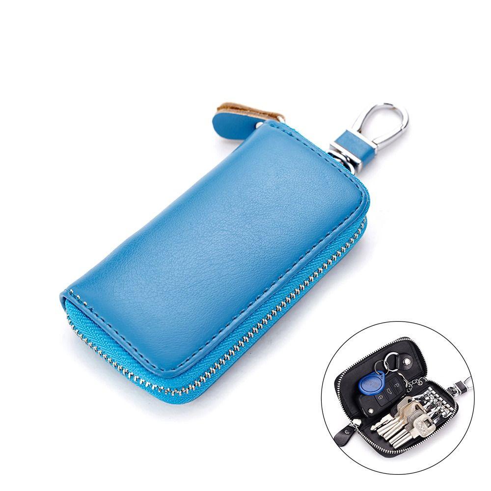 Mini Portefeuille Cuir Véritable Sac à Clés Cuir Fendu Étui Clé de Voiture Porte-Clés Pochette Organiseur Unisexe
