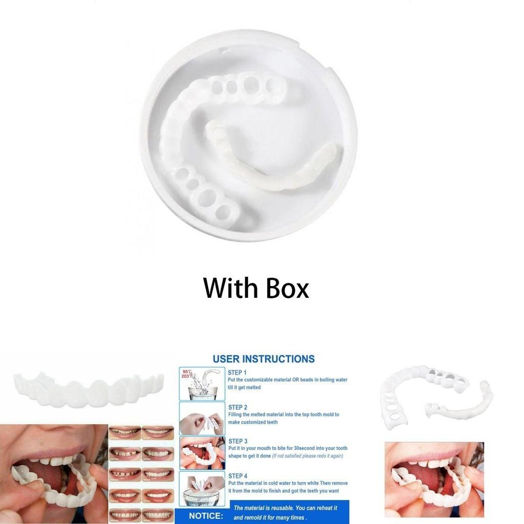 Fake Snap On Teeth Upper Lower Dental Veneers Denture Tooth Cover Set Simulation