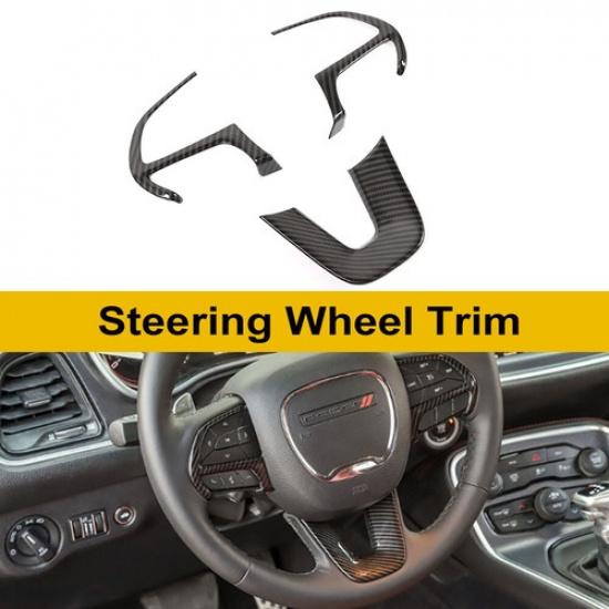 Steering Wheel Trim Cover For Dodge ChallengerChargerDurango 15+Carbon Fiber